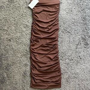 Zara Brown Ruched Pencil Skirt